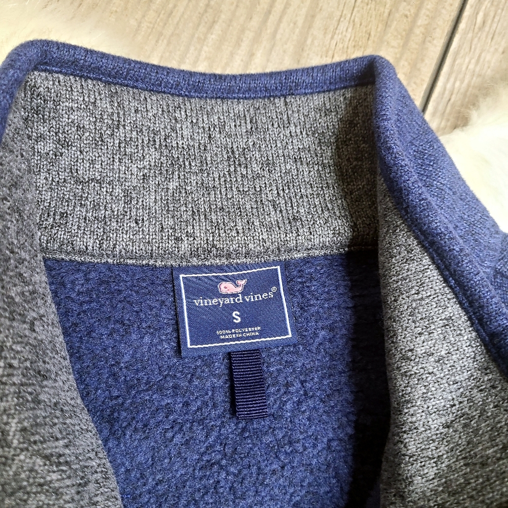 Men's Vineyard Vines Navy Blue Sweater Fleece Vest - Picture 8 of 13
